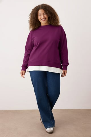 Trendyol Curve Women's Purple Plain Long Oversize Plus Size Sweatshirts