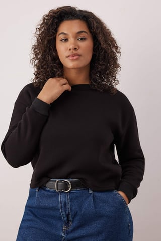 Trendyol Curve Women's Black Plain Long Regular fit Plus Size Sweatshirts