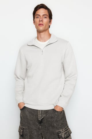 TRENDYOL MAN Men's Ecru Animal print Long Regular fit Sweatshirts