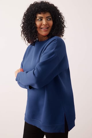Trendyol Curve Women's Dark blue Plain Long Oversize Plus Size Sweatshirts