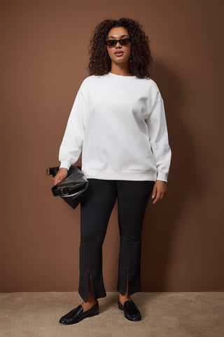 Trendyol Curve Dam Vit Enfärgad Lång Oversize Plus size Sweatshirts