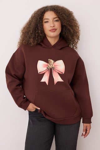 Trendyol Curve Women's Brown Animal print Long Oversize Plus Size Sweatshirts