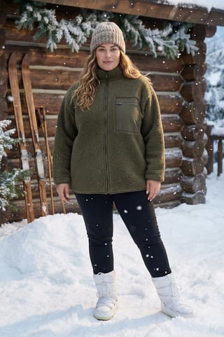 Trendyol Curve Women's Khaki Plain Long Oversize Plus Size Sweatshirts