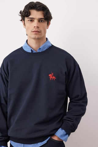 TRENDYOL MAN Men's Dark blue Animal print Long Oversize Sweatshirts