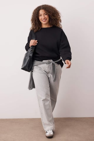 Trendyol Curve Women's Black Plain Long Oversize Plus Size Sweatshirts