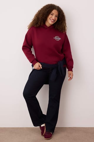 Trendyol Curve Dam Vinröd Slogan Lång Relaxed fit Plus size Sweatshirts