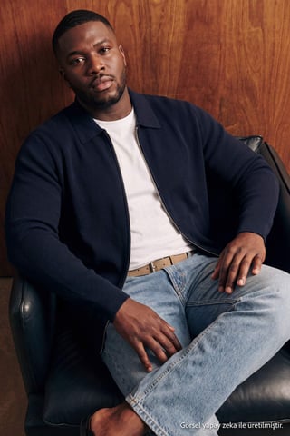 TRENDYOL MAN Men's Dark blue Plain Long Oversize Plus Size Sweatshirts