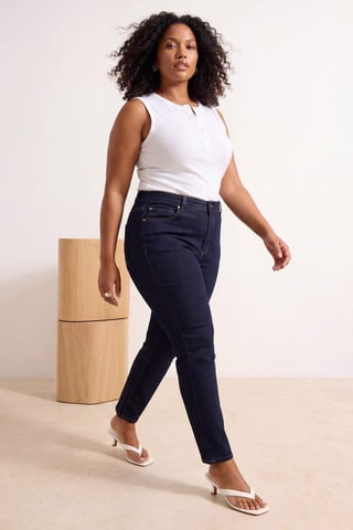 Trendyol Curve Women's Dark blue Plain Skinny High Waist Plus Size Jeans