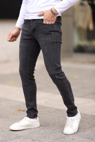 TRENDYOL MAN Men's Gray Plain Skinny Normal waist Jeans