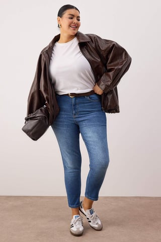 Trendyol Curve Dam Blå Enfärgad Skinny Hög midja Plus size Jeans