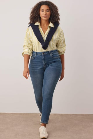 Trendyol Curve Women's Dark blue Plain Skinny High Waist Plus Size Jeans