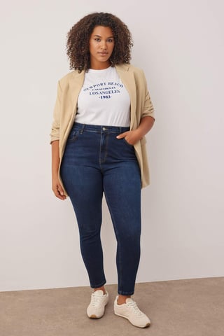 Trendyol Curve Women's Blue Plain Skinny High Waist Plus Size Jeans