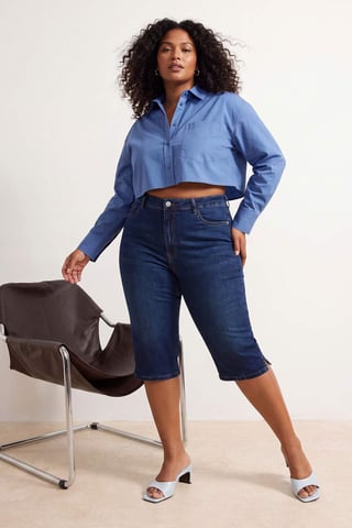 Trendyol Curve Women's Dark blue Plain Skinny High Waist Plus Size Jeans