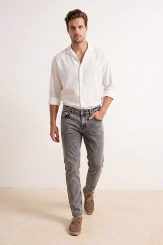 TRENDYOL MAN Men's Gray Plain Skinny Normal waist Jeans