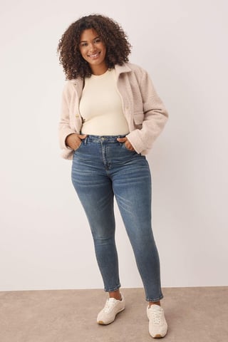 Trendyol Curve Women's Blue Plain Skinny High Waist Plus Size Jeans