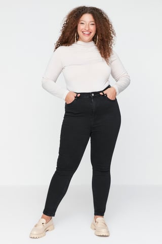 Trendyol Curve Dam Svart Enfärgad Skinny Hög midja Plus size Jeans