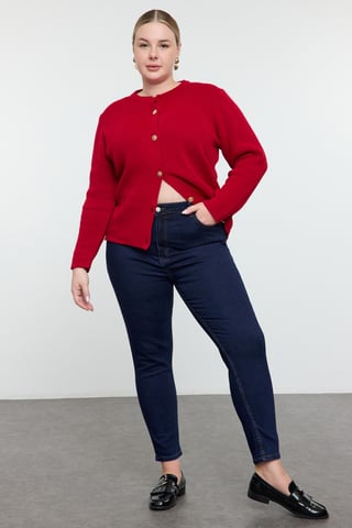 Trendyol Curve Dam Blå Enfärgad Skinny Hög midja Plus size Jeans