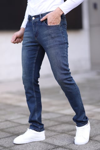 TRENDYOL MAN Men's Dark blue Plain Skinny Normal waist Jeans