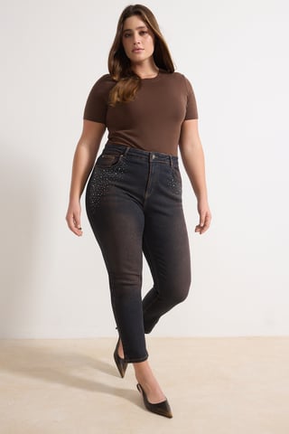 Trendyol Curve Women's Brown Plain Skinny High Waist Plus Size Jeans
