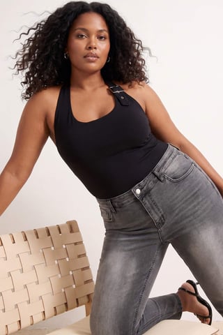 Trendyol Curve Women's Gray Plain Skinny High Waist Plus Size Jeans