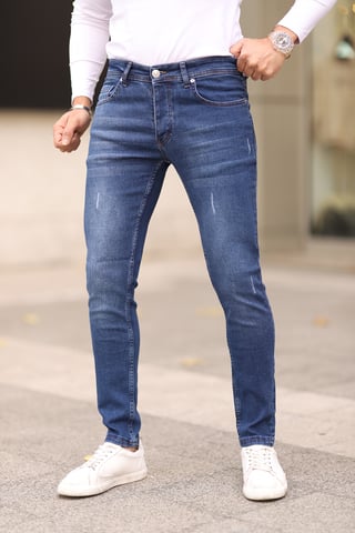 TRENDYOL MAN Men's Dark blue Plain Skinny Normal waist Jeans