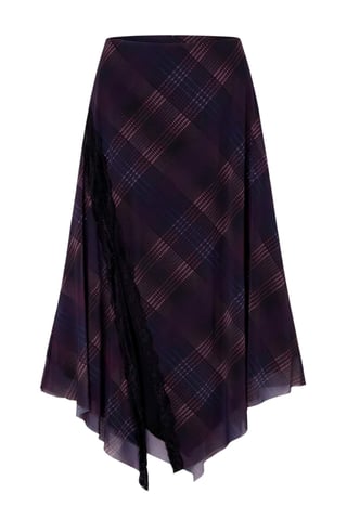 TRENDYOLMİLLA Women's Black Plaid Midi Asymmetric Asymmetric Skirts