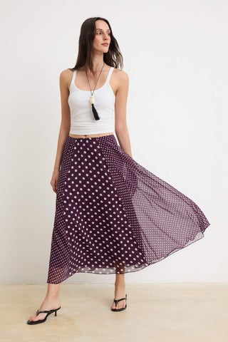 TRENDYOLMİLLA Women's Burgundy Plaid Midi A-line Skirts