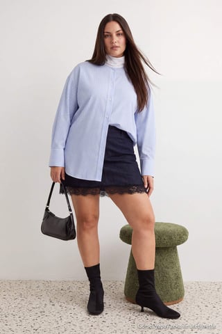 Trendyol Curve Women's Dark blue Plain Short / Mini Plus Size Skirts