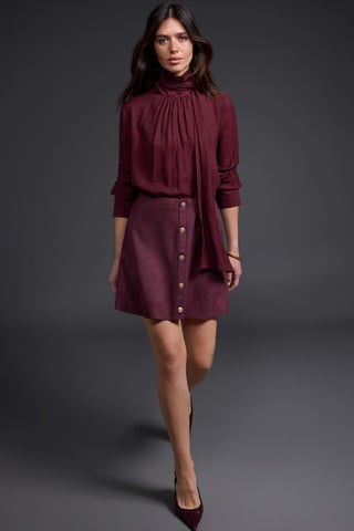 TRENDYOLMİLLA Women's Burgundy Plain Short / Mini A-line Skirts