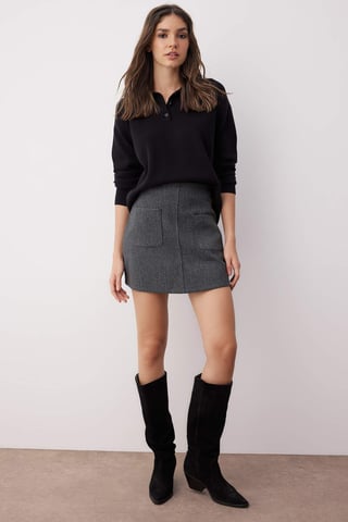 TRENDYOLMİLLA Women's Gray Plain Short / Mini A-line Skirts