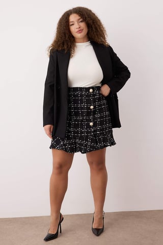Trendyol Curve Women's Black Striped Short / Mini Plus Size Skirts
