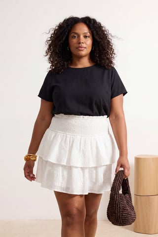 Trendyol Curve Women's White Floral Short / Mini Plus Size Skirts