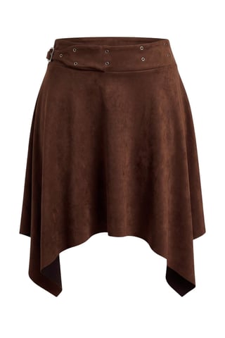 Trendyol Curve Women's Brown Plain Short / Mini Plus Size Skirts