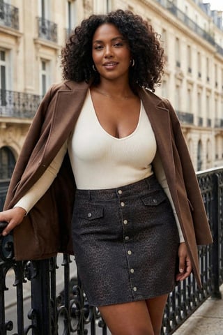Trendyol Curve Women's Brown Animal print Short / Mini Plus Size Skirts