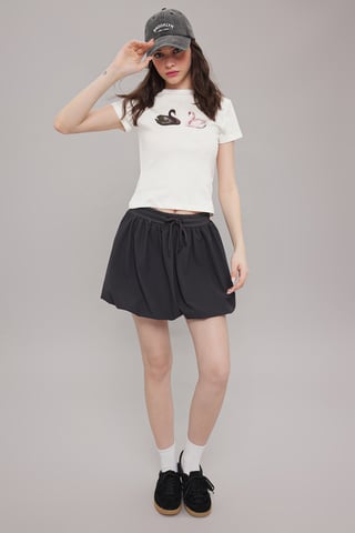 TRENDYOLMİLLA Women's Gray Plain Short / Mini Bubble skirt Balloon Skirts