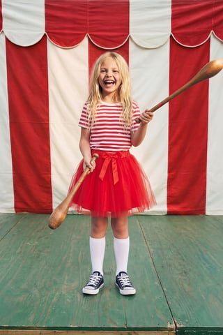 TRENDYOLKIDS Girls Red Plain Short / Mini Basic A-line Skirts