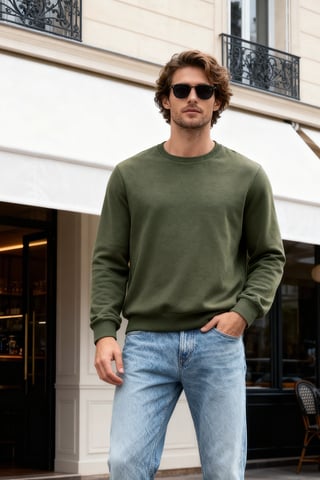 TRENDYOL MAN Men's Khaki Plain Long Regular fit Sweatshirts