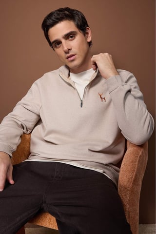 TRENDYOL MAN Men's Beige Plain Long Regular fit Sweatshirts