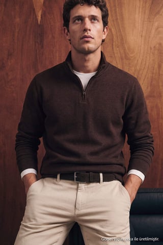 TRENDYOL MAN Men's Brown Plain Long Regular fit Sweatshirts