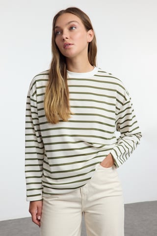 TRENDYOLMİLLA Women's Striped Long Oversize Sweatshirts