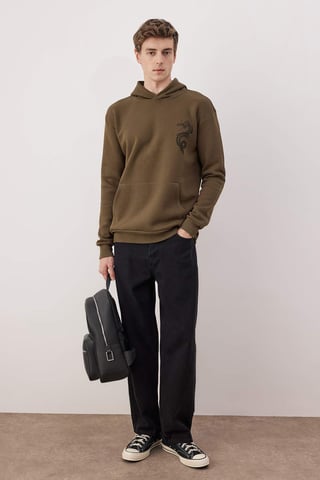 TRENDYOL MAN Men's Khaki Plain Long Regular fit Sweatshirts