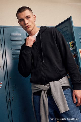 TRENDYOL MAN Men's Black Plain Long Oversize Sweatshirts