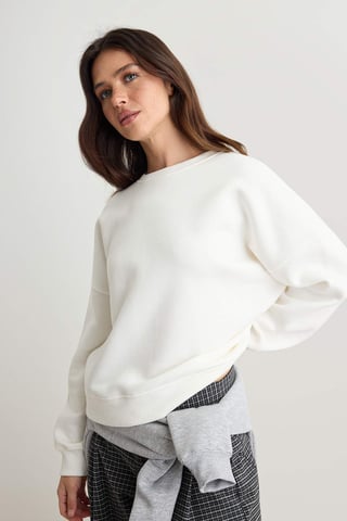 TRENDYOLMİLLA Women's Plain Three-Quarter Sleeve Oversize Sweatshirts