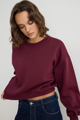 TRENDYOLMİLLA Women's Purple Plain Long Oversize Sweatshirts