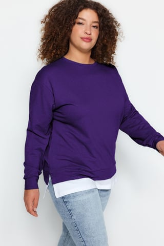 Trendyol Curve Dam Lila Enfärgad Lång Oversize Plus size Sweatshirts