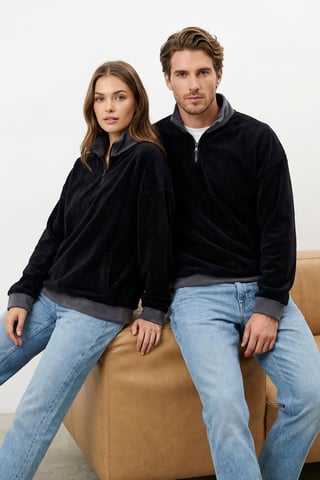 TRENDYOL MAN Men's Dark blue Color block Long Oversize Sweatshirts