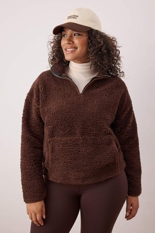 Trendyol Curve Dam Brun Enfärgad Lång Regular fit Plus size Sweatshirts