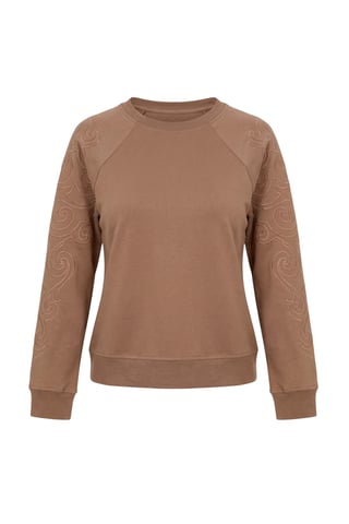 TRENDYOLMİLLA Women's Brown Plain Long Relaxed fit Sweatshirts