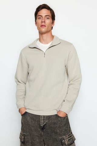 TRENDYOL MAN Men's Gray Animal print Long Regular fit Sweatshirts