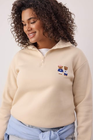 Trendyol Curve Dam Beige Enfärgad Lång Regular fit Plus size Sweatshirts